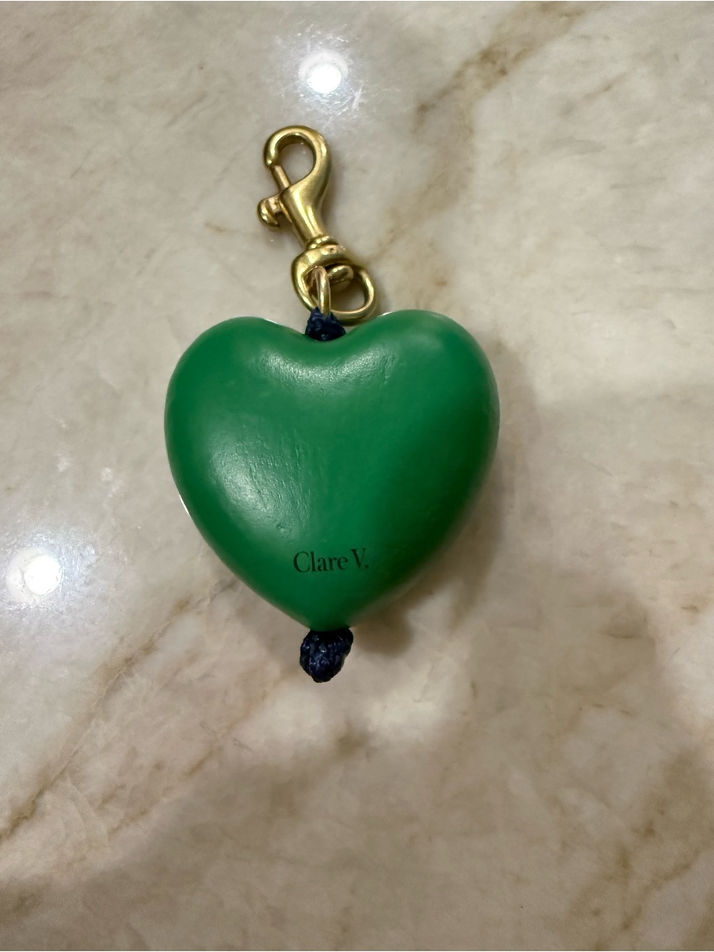 Clare V Emerald Heart Bag Charm - Green Heart Accessory - Picture 3 of 5
